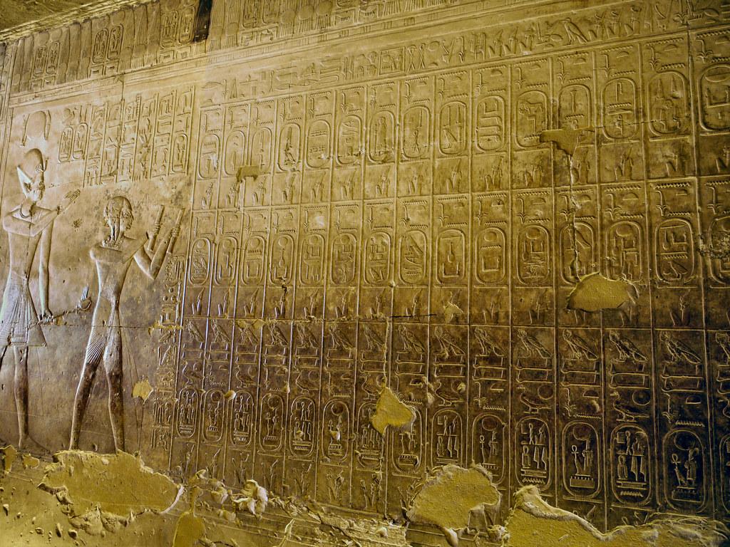 Sethi i et son fils ramses ii devant la listes des souverains d egypte