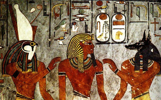 Tombe de ramses 1 avec horus et anubis