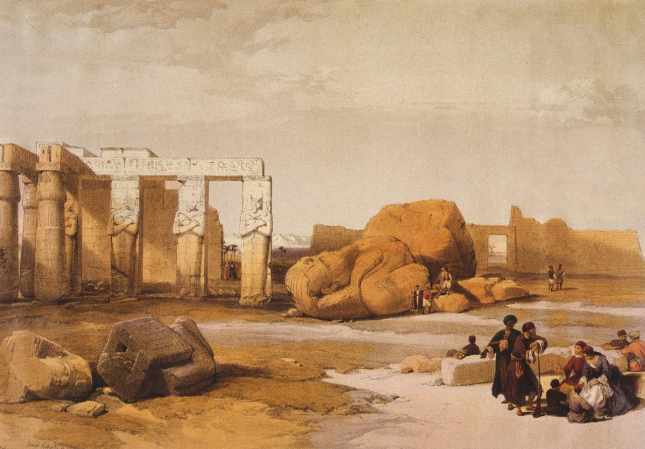 Fragment de Colosses et temple de Ramsès II à Thèbes