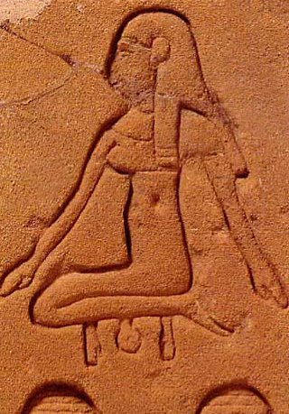 Hiéroglyphe symbolisant une femme en train d'accoucher( London, British muséum)